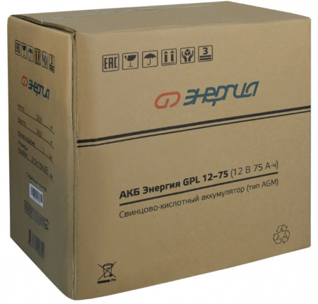 Аккумуляторная батарея Энергия GPL 12-75 (12В 75 Ач) / АКБ для ИБП / Тип AGM