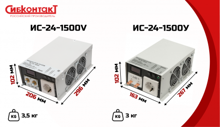 ИС-24-1500V инвертор, преобразователь напряжения DC/AC, 24В/220В, 1500Вт
