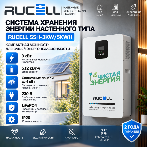Настенная система хранения энергии RUCELL SSH-3KW/5KWH