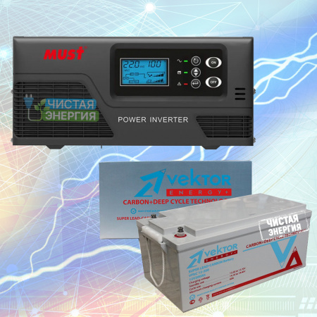 Инвертор MUST EP20-300 PRO + Аккумуляторная батарея Vektor GL 12200