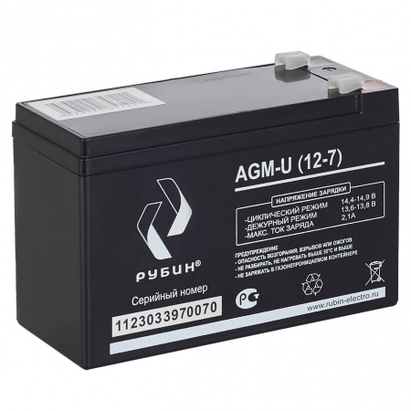 Аккумуляторная батарея Рубин 12V 7Ah AGM-U (12-7)
